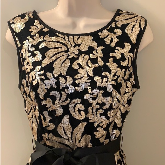 Betsy Adams black dress with gold sequins size 4 - Picture 2 of 8